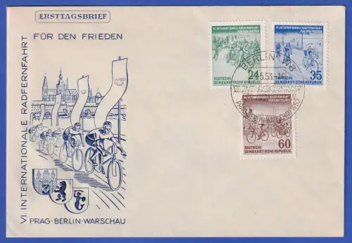 DDR 1953 Friedensfahrt Mi.-Nr. 355-357 auf FDC mit So.-O BERLIN