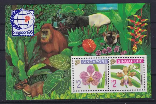 Singapur 1995  Singapre`95 Orchideen Mi.-Nr. Block 33A postfrisch ** / MNH