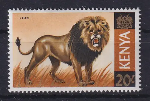Kenya 1966 Freimarken-Höchstwert 20 Sh Löwe Mi.-Nr. 33   ** / MNH