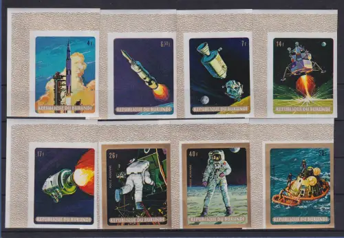 Burundi 1969  1. Mondlandung Apollo11 Mi.-Nr. 520-527B Satz kpl.  ** / MNH