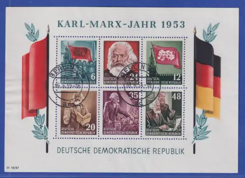 DDR 1953 Karl-Marx-Jahr Mi.-Nr. Block 8YI O BERLIN W8