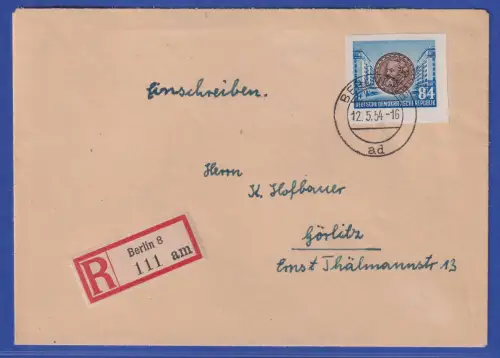 DDR 1953 Karl Marx Mi.-Nr. 395B als EF auf R-Brief O BERLIN