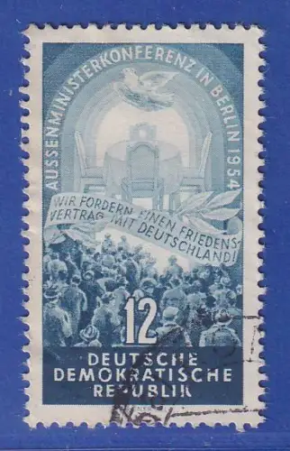 DDR 1954 Viermächtekonferenz Mi.-Nr. 424 I mit Plattenfehler Loch im Stuhl O 