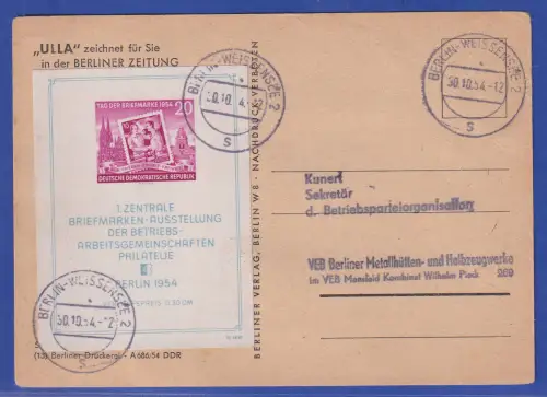 DDR 1954 Tag der Briefmarke Mi.-Nr. Block 10 auf FDC Postkarte O BERLIN