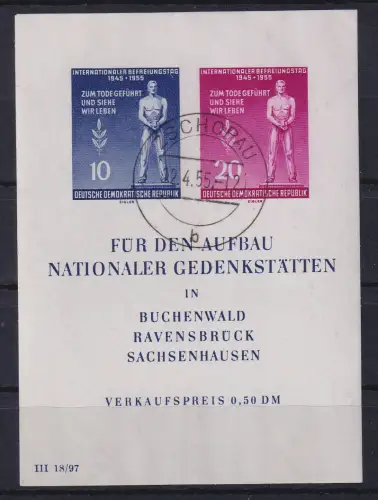 DDR 1955 Gedenkstätten Mi.-Nr. Block 11 O ZSCHOPAU