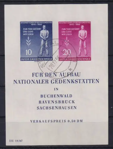 DDR 1955 Aufbau nationaler Gedenkstätten Mi.-Nr. Block 11 O STENDAL