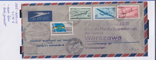 DDR 1956 Portogerechter Luftpostbrief mit Mi.-Nr.512-515 Berlin-Warschau 4.2.56 