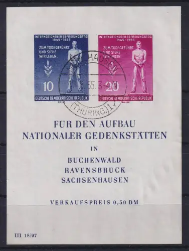 DDR 1955 Aufbau nationaler Gedenkstätten Mi.-Nr. Block 11 O MÜHLHAUSEN
