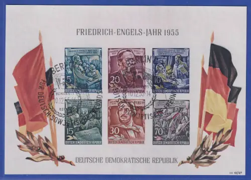 DDR 1955 Friedrich-Engels-Jahr Mi.-Nr. Block 13 mit So.-O BERLIN