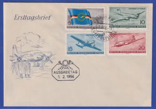 DDR 1956 Lufthansa Mi.-Nr. 512-515 auf FDC O BERLIN LUFTPOSTSTELLE