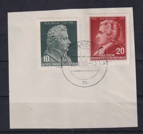 DDR 1956 W. A. Mozart Mi.-Nr. 510-511 O KARL-MARX-STADT auf Briefstück