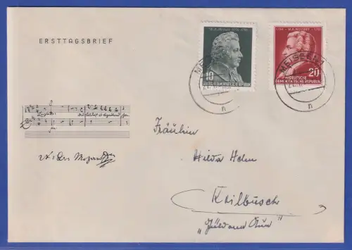 DDR 1956 W. A. Mozart Mi.-Nr. 510-511 auf FDC O MEISSEN