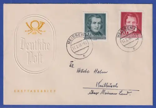 DDR 1956 Heinrich Heine Mi.-Nr. 516-517 auf FDC O MEISSEN