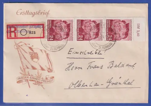 DDR 1954 Deutschlandtreffen Mi.-Nr. 428-429 auf R-FDC O DEUTSCHNEUDORF
