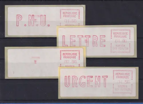 Frankreich ATM EMD-Camp LS3 PC 75508 Satz aus 3.Tarif spitze Ecken, lilarot 