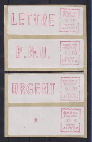Frankreich ATM EMD-Camp LS3 PC 75508 Satz aus 4.Tarif spitze Ecken, lilarot 