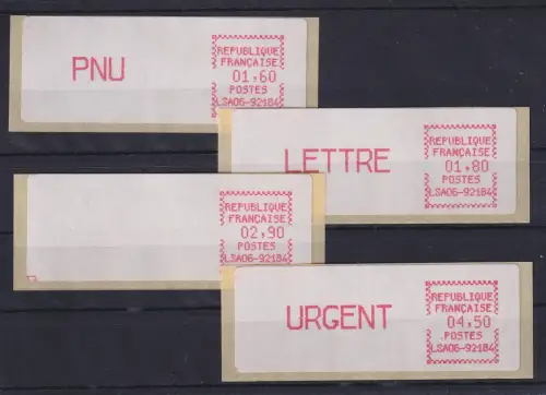 Frankreich ATM CGA-Alcatel LSA06-92184 Satz 4 Werte aus 3. Tarif  ** 