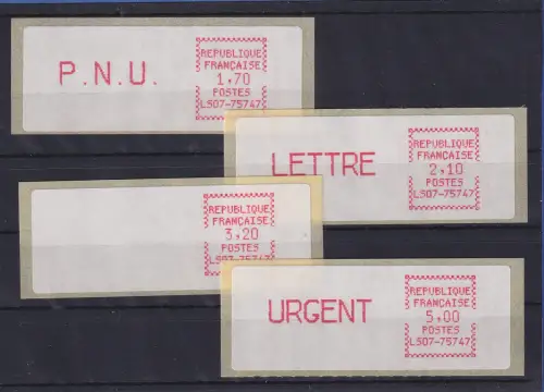 Frankreich ATM Crouzet LS07-75747 Satz 5. Tarif, spitze Ecken, mittelrosa