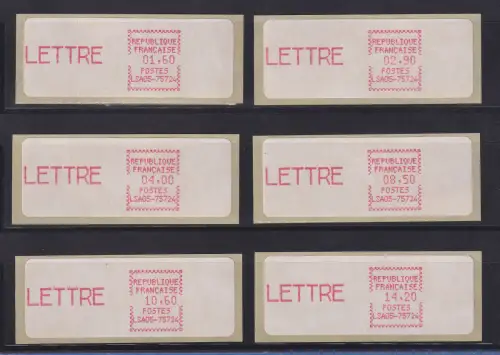 Frankreich ATM CGA-Alcatel LSA05-75724,T2 LETTRE 6 verschied. Werte 1,60-14,20 