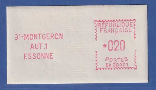 Frankreich Montgeron-ATM , 2.Ausgabe, 2.Typ, Wertstufe 020 **  SELTEN ! 