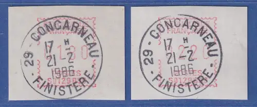 Frankreich Frama-ATM S01 29039 Satz 2 Werte 0180 und 0220 mit Ersttags-O 21.2.86