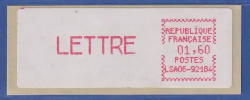 Frankreich ATM CGA-Alcatel LSA06-92184 sp Ecken mittelrosa LETTRE 1,60 **