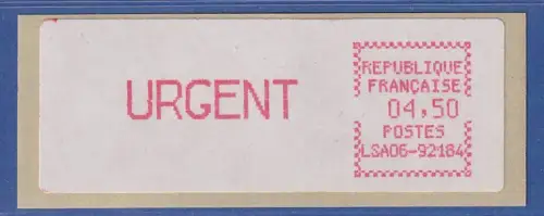 Frankreich ATM CGA-Alcatel LSA06-92184 sp Ecken mittelrosa URGENT 4,50 **