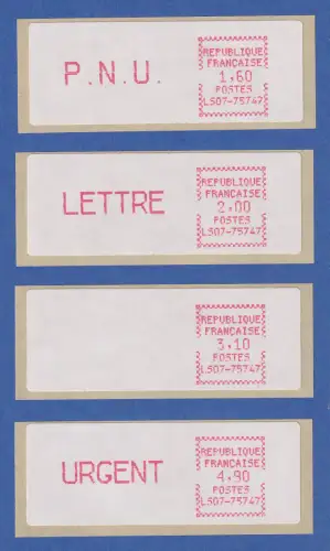 Frankreich ATM Crouzet LS07-75747 Satz 4. Tarif, spitze Ecken  mittelrosa