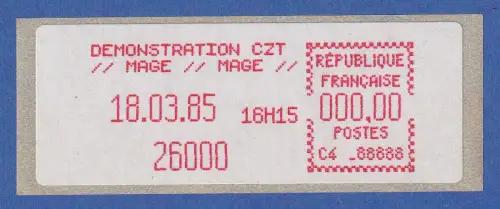 Frankreich1985 Schalterfreistempel MAGE Demonstrations-Sonderdruck 000,00 **