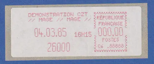 Frankreich1985, Schalterfreistempel MAGE Demonstrations-Sonderdruck 000,00 **