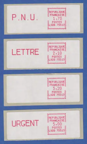 Frankreich ATM Crouzet LS09 75513 Satz 5. Tarif spitze Ecken rosarot **