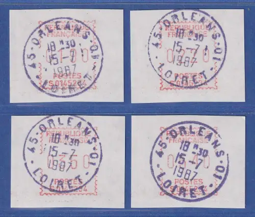 Frankreich Frama-ATM S01 45234 großer Satz 4 Werte 190-220-350-540 mit Voll-O