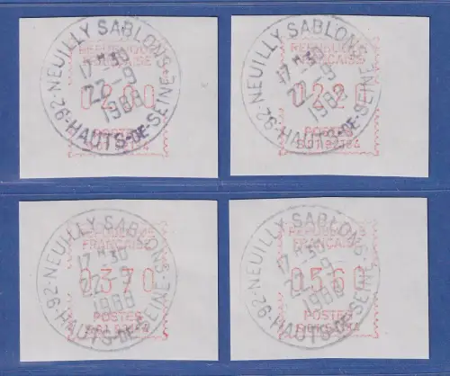 Frankreich Frama-ATM S01 92184 großer Satz 4 Werte 200-220-370-560 mit Voll-O