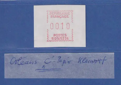 Frankreich Frama-ATM S01 45234 Wert 0010 auf glattem z-Papier **  SEHR SELTEN !