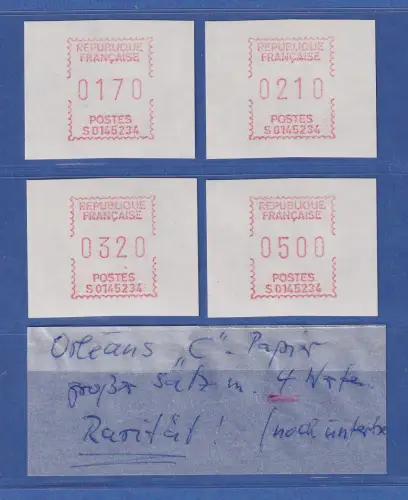 Frankreich Frama-ATM S01 45234 Satz 4 W. auf glattem z-Papier **  SEHR SELTEN !