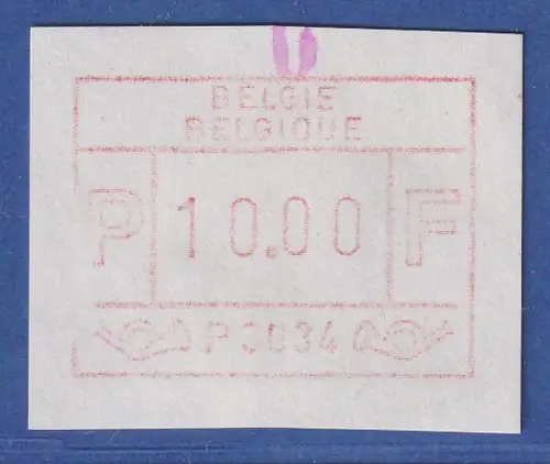 Belgien FRAMA-ATM P3034 Zottegem mit 2 ENDSTREIFEN-Punkten ** Wert 10,00  Bfr. 