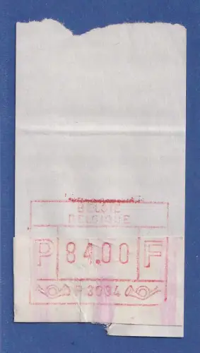 Belgien FRAMA-ATM P3034 mit Endstreifen, überdruckte Papier-Klebestelle !  