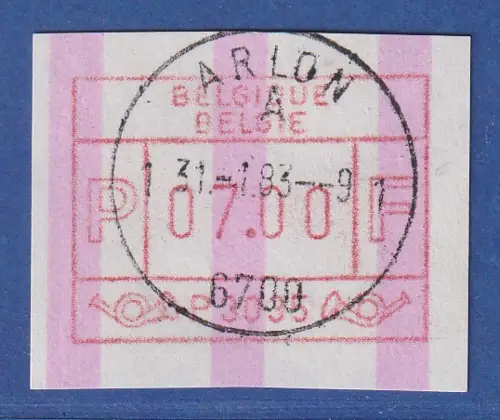 Belgien FRAMA-ATM P3035 Arlon mit ENDSTREIFEN Wert 07,00  Bfr. mit ET-Voll-O