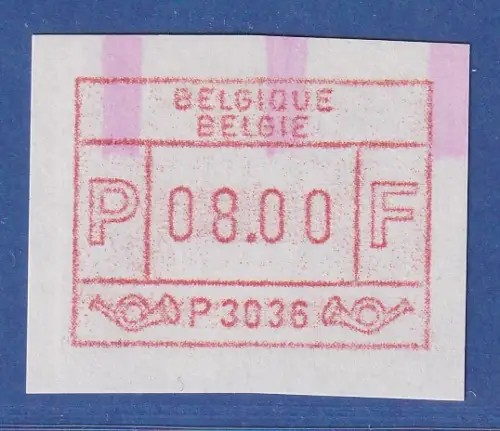 Belgien FRAMA-ATM P3036 Ath mit ENDSTREIFEN-Anfang ** Wert 08,00  Bfr.