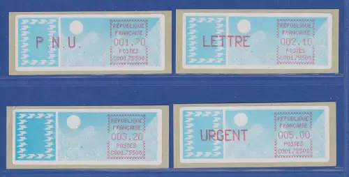 Frankreich ATM Taube C001.75508 Paris 08 Satz 5.Tarif spitze Ecken mittelrosa **
