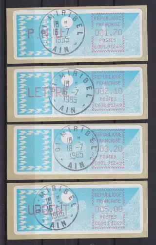 Frankreich ATM Taube C001.01249 Miribel Satz 5. Tarif runde Ecken mittelrosa O