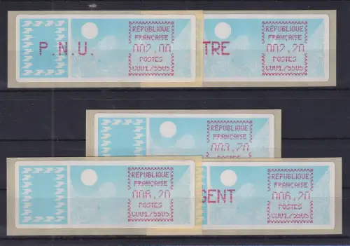 Frankreich ATM Taube C001.75505 Paris 05 Satz 9.Tarif spitze Ecken lilarot **