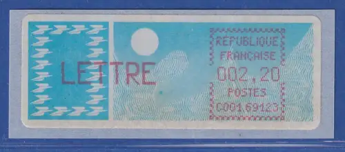 Frankreich ATM Taube C001.69123 Lyon RP runde Ecken lilarot LETTRE 2,20