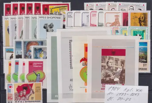 Albanien 1984 Jahrgang komplett Mi.-Nr. 2193-2243 + Block 80 - 83 postfrisch **