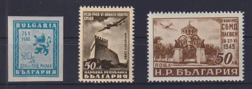 Bulgarien 1946-1949 Tag der Briefmarke  Mi.-Nr. 528, 655, 696 postfrisch **