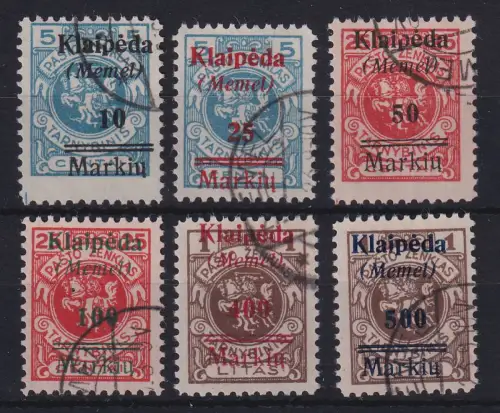 Memelgebiet 1923 Freimarken mit Aufdruck Mi.-Nr. 129-134 gestempelt
