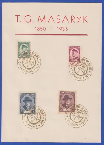 Tschechoslowakei 1935 Gedenkblatt 85. Geburtstag von Präsident Masaryk m. So.-O