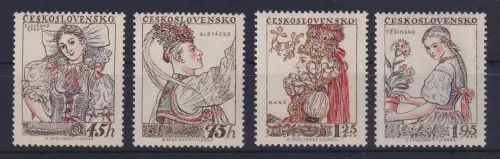 Tschechoslowakei 1957 Trachten Mi.-Nr. 1051-1054 postfrisch **