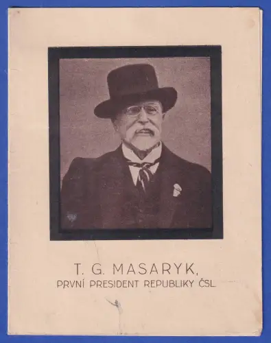 Tschechoslowakei Gedenkfolder für Präsident Masaryk am Todestag O PRAHA 14.IX.37