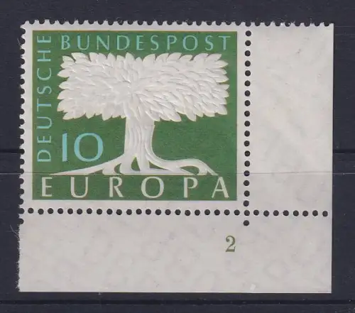 Bund 1958 Europa Mi.-Nr. 294 Eckrandstück UR mit Formnummer 2 postfrisch **